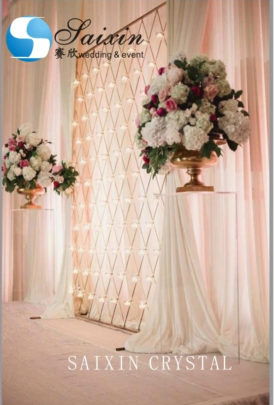 Gorgeous wedding stage decoration flower stand metal Table centerpiece