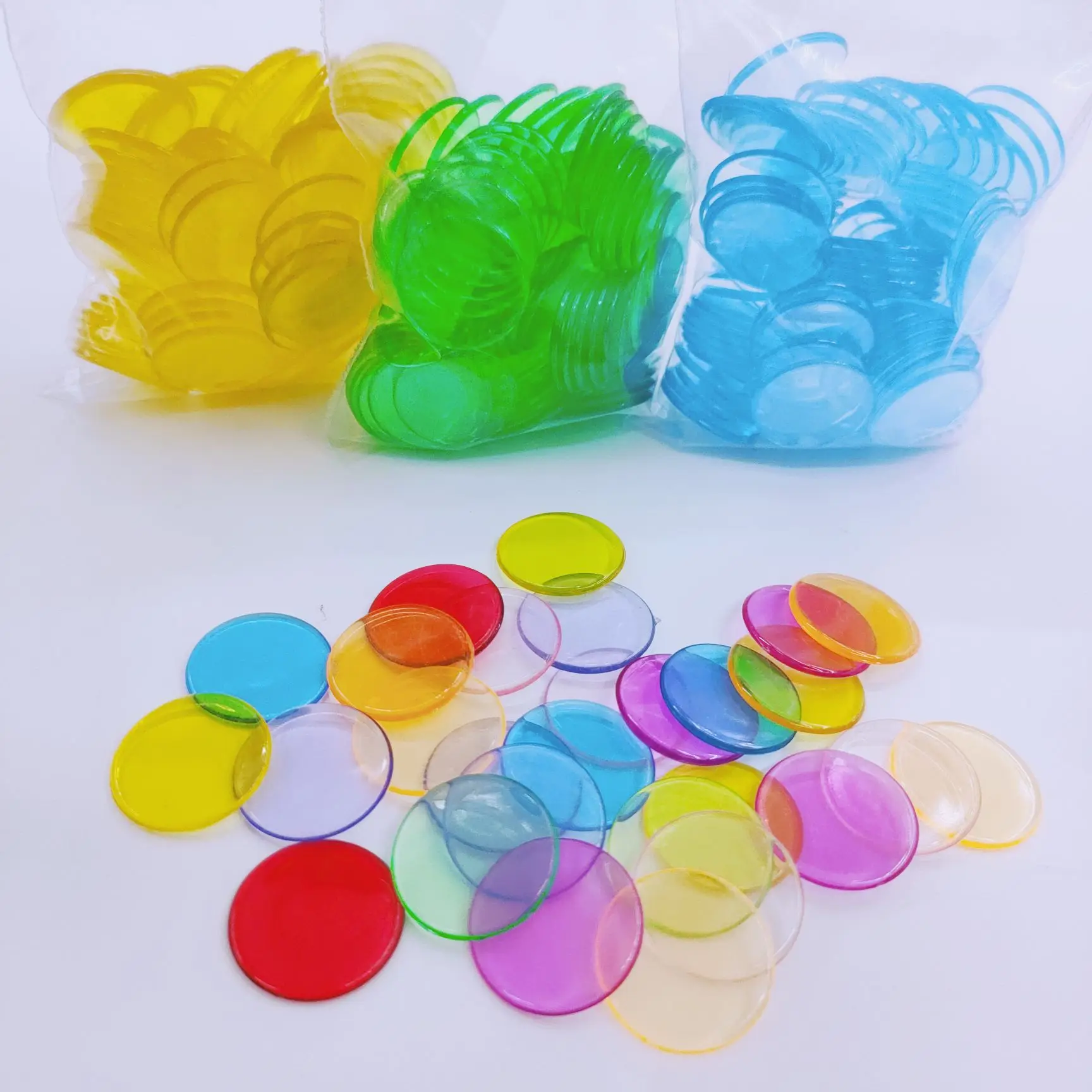 Plastic  transparent chip BINGO game chess dice plastic chip round chip BINGO accessories wholesale
