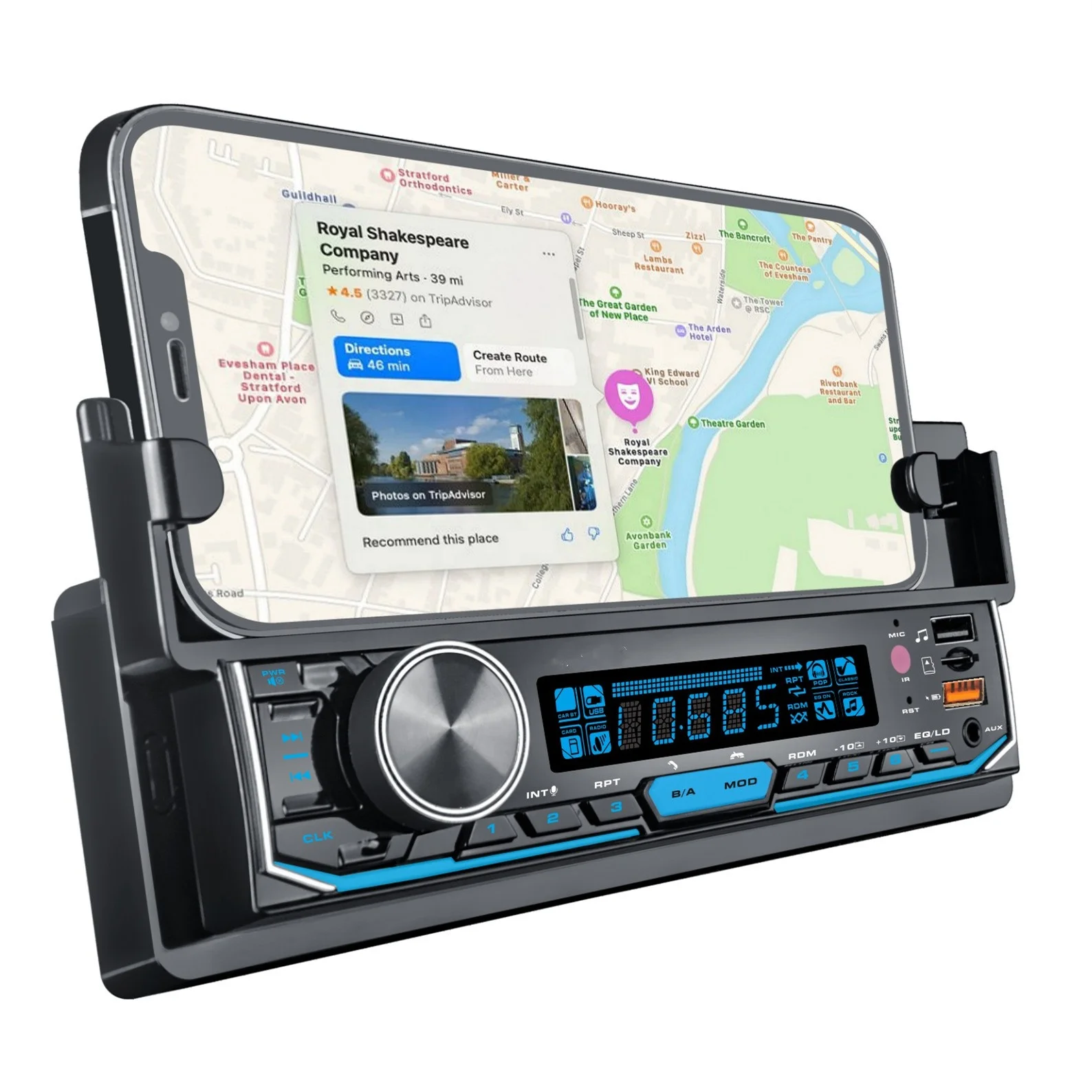 2 USB Pioneeir.ok 1806BT Car FM Radio MP3 Player With High Power Bluetooth Mobile Holder