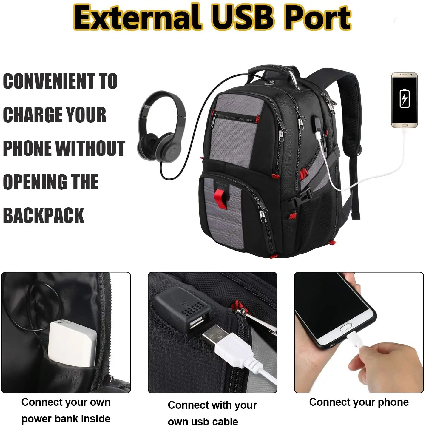 Durable Anti Theft Business Laptop Hiking Rucksack Factory Hot Sell 17inch OEM Smart USB Charging Port Travelling Backpack