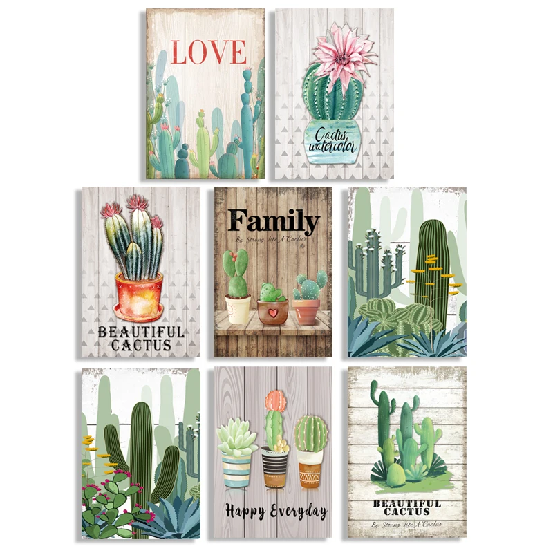 Оптовая продажа с фабрики, деревянные знаки, Художественная печать, рамка для картин с кактусами, Деревянные Настенные знаки, таблички
