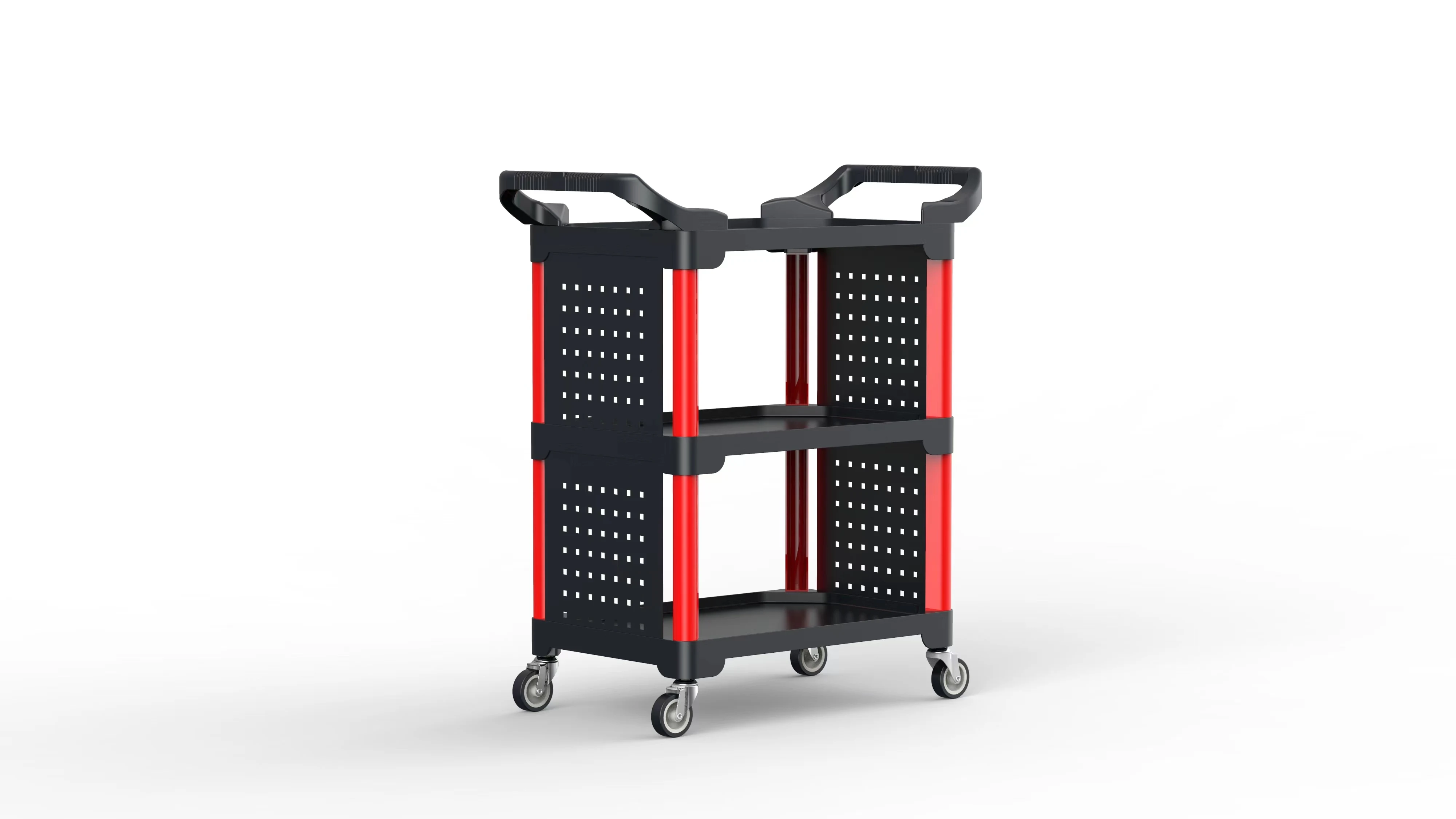 Easy To Operate Rolling Shop Tray Tool Cart 300lbs Load-bearing 3 Shelf Auto Repair Tool Cart