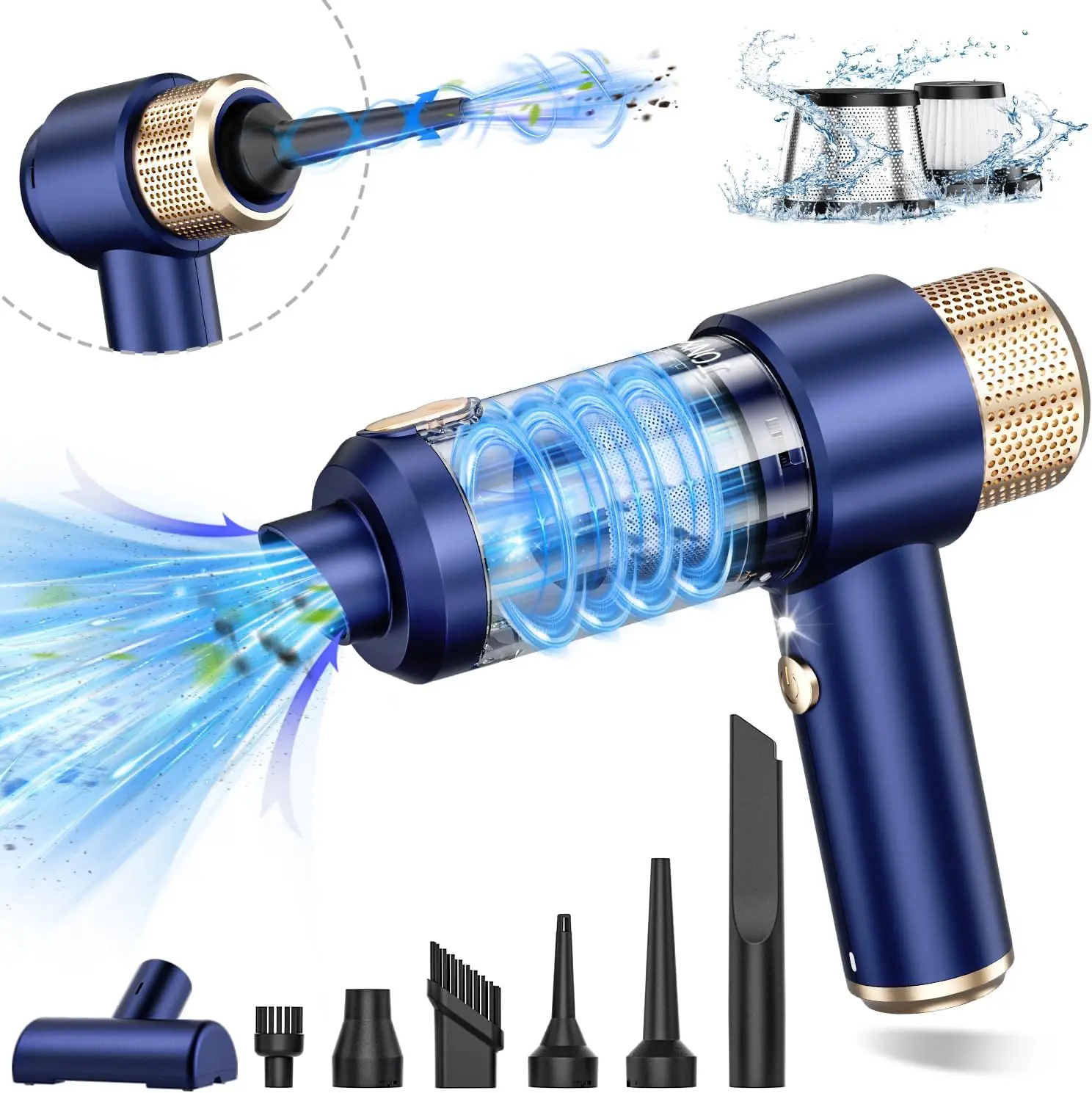 New Design Portable Car Vacuum , 2 in 1 Vacuum Cleaner and Air Duster with LED Light, Multi-Nozzles car vacuums