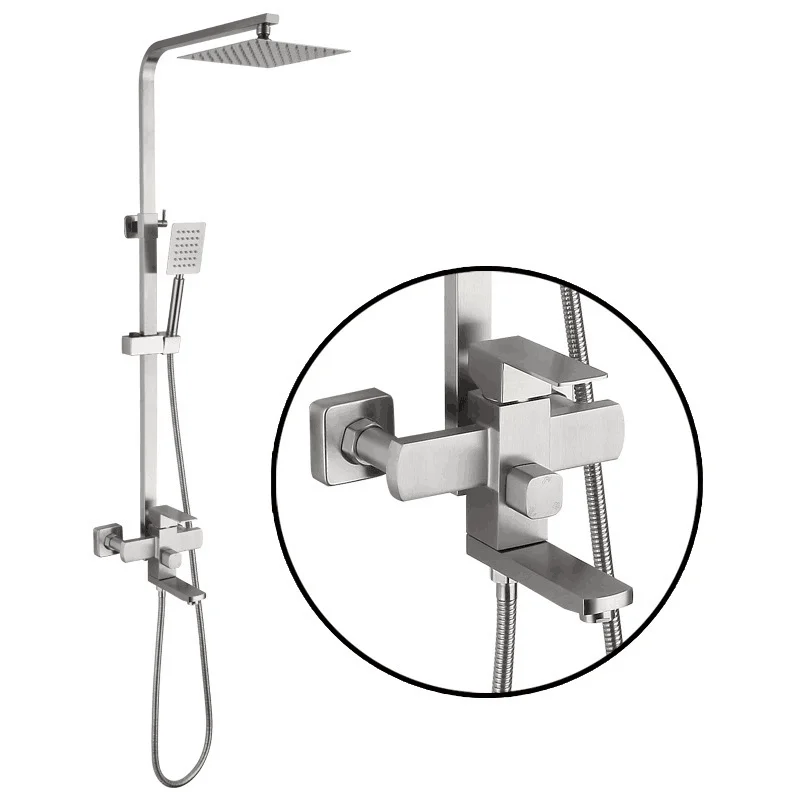 304 Stainless Steel Handle Chrome Water Saving Square Smart Shower Column Thermostatic Shower