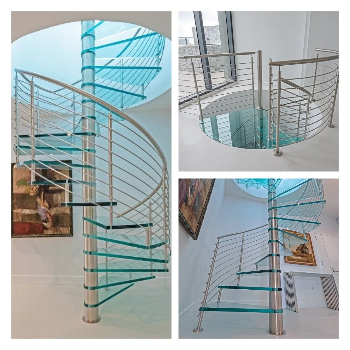 High Quality  Interior Glass Spiral Stairs with Glass Railing