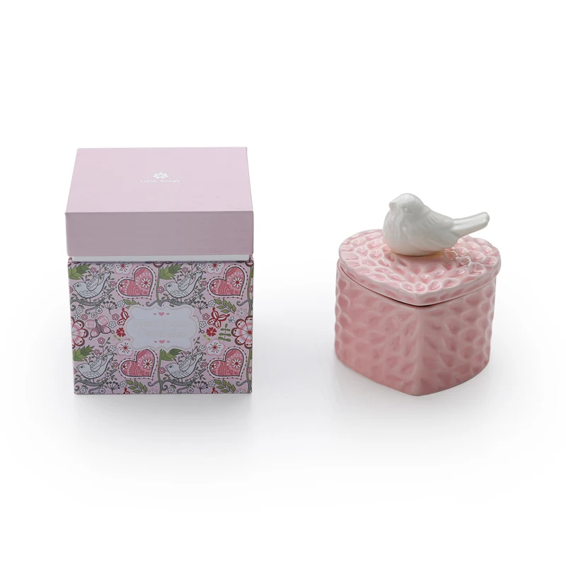 High Quantity  Recycle Paper Gift Box For Candle Jar With Logo Green Flower End Black Decorated Blue Boxes And Wax Containers