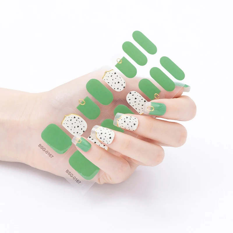 Gel Nail Polish Sticker Manufacture Non-toxic Long Lasting Glitter Luxury Semi Cured Gel Nail Strip Wraps