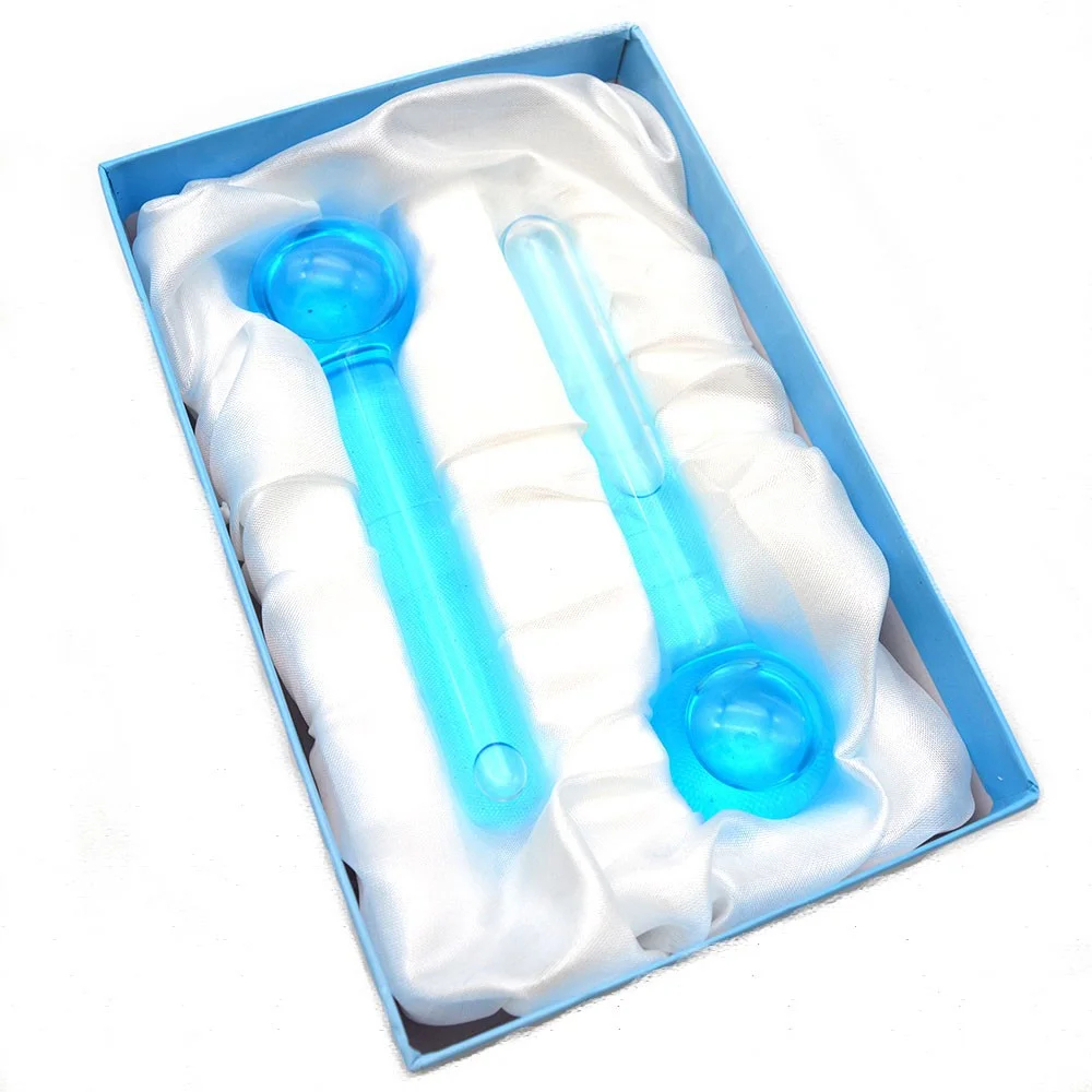Wholesale Gift Box Private Label Factory Wave Massage Ball Summer Cooling Blue Ice Facial Globes 2pcs/set