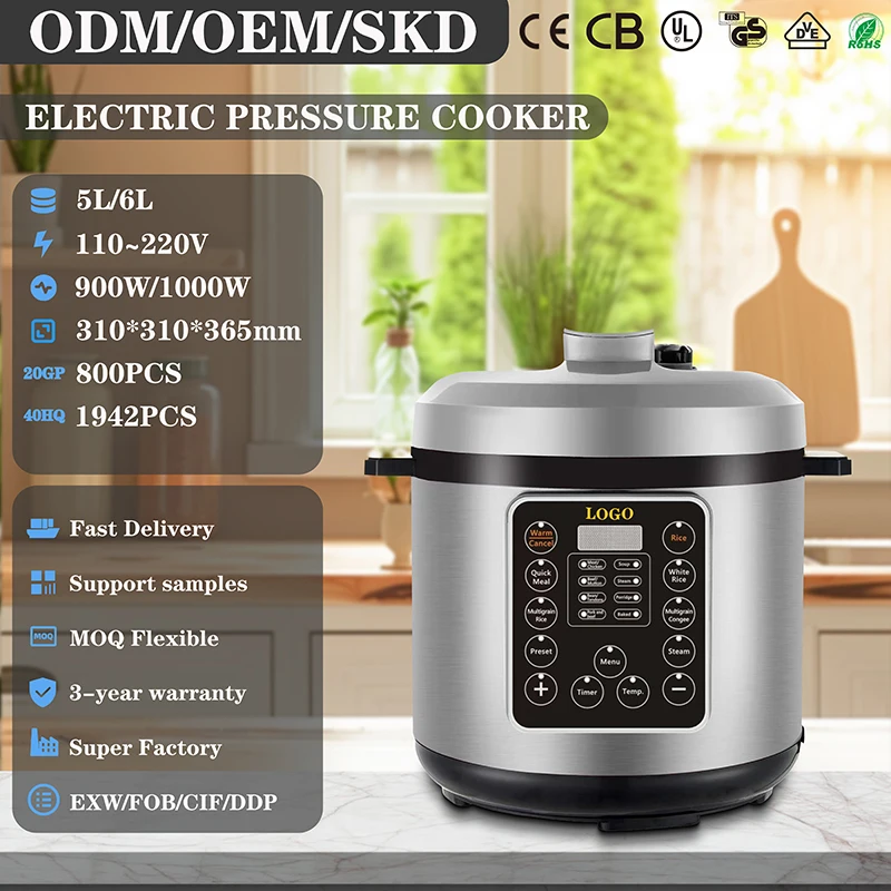 Factory Price Smart Electric Steamer 5L to 12L Capacity 11 Preset Menu Digital Slow Pressure Cooker LED Display Household Use