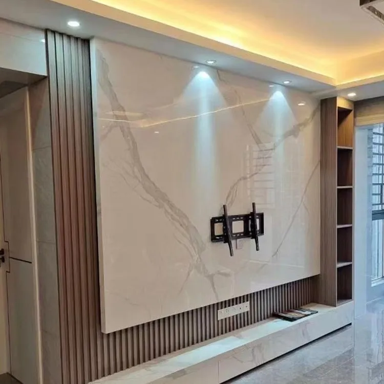 Home apartment Luxury  germany style stone marble Tv wall cabinet unit set Living Room furniture Tv entertainment media centre