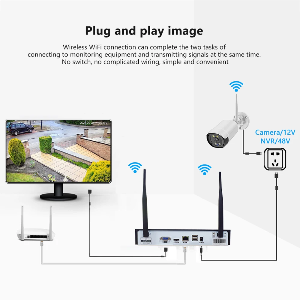 Комплект беспроводной наружной видеокамеры Tuya Smart Life, 4 канала, 2 МП, 1080P, HD, Poe