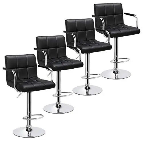 Simple modern durable waterproof office spinning stool lifting spiritual frame Pu Leather swivel bar stool table chair