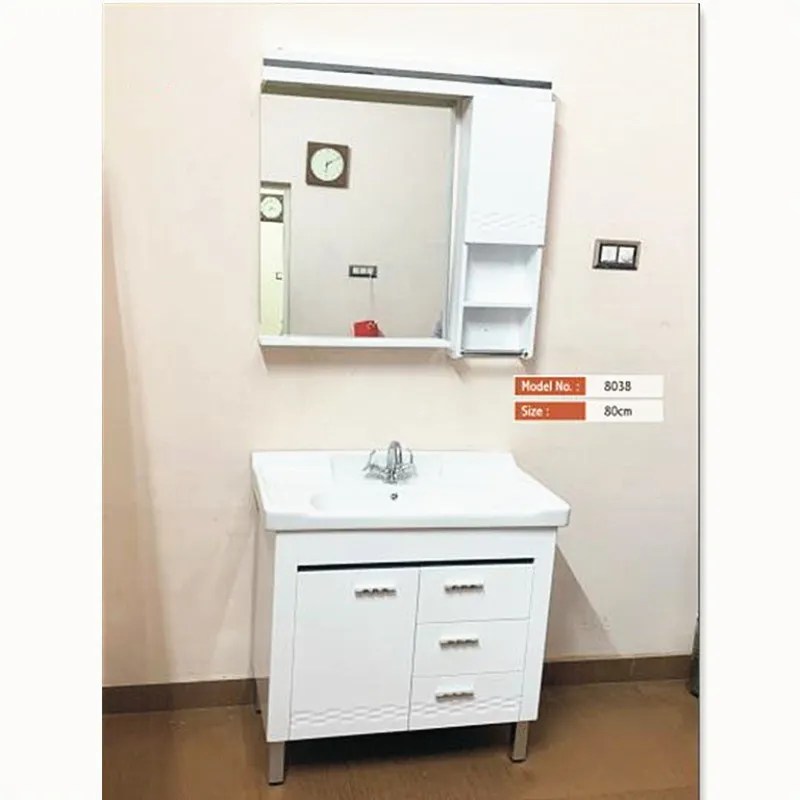 Bathroom Vanity Prefab Drawers Bathroom Cabinet Single Melamine Wood Factory 40 Inch Modern Hotel Home Bathroom Furniture CN;HEN