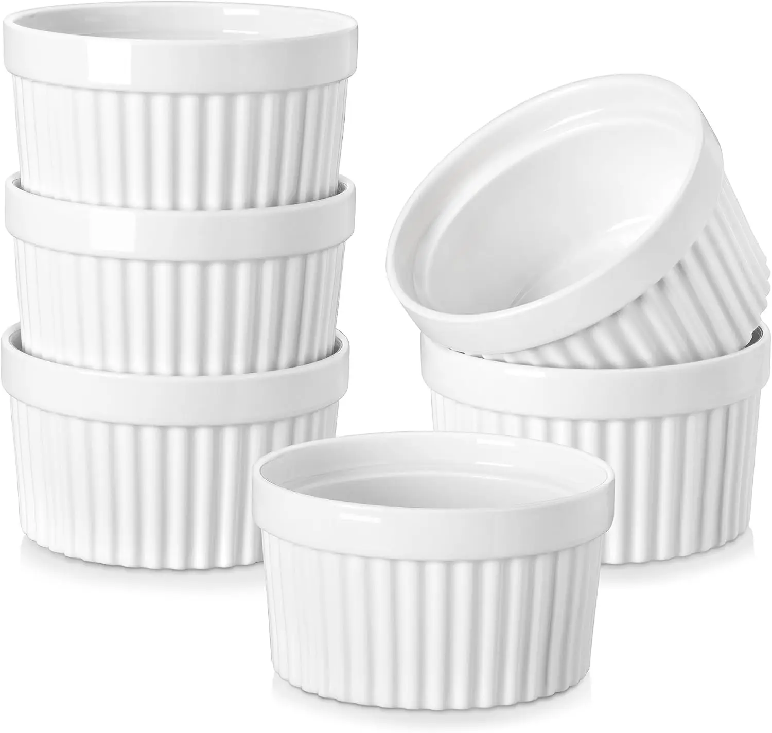 4 oz Oven Safe Porcelain Creme Brulee  Pudding Custard Cups Small Ceramic Souffle Dishes Baking Bowls