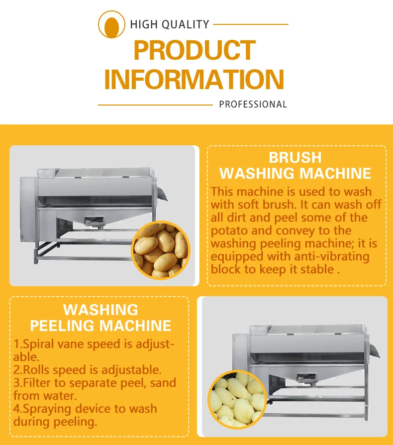 100-500kg/h SUS 304 potatoes chips making machine production line of potato machinery to