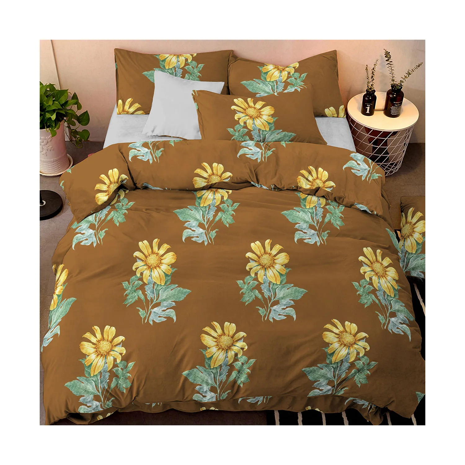 Китайский производитель, простыня из 100% полиэстера с цветочным принтом, ткань Бангладеш