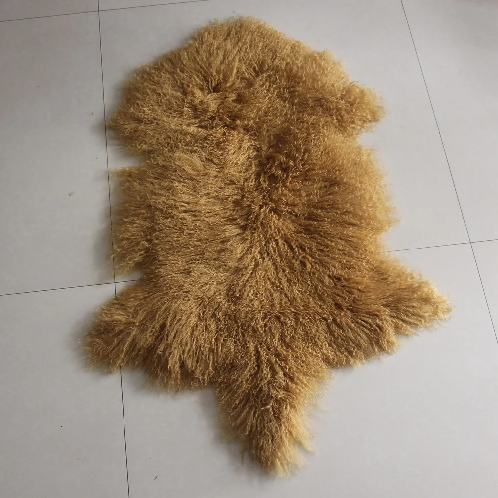 Furry Mongolian fur rug natural sheep form floor carpet