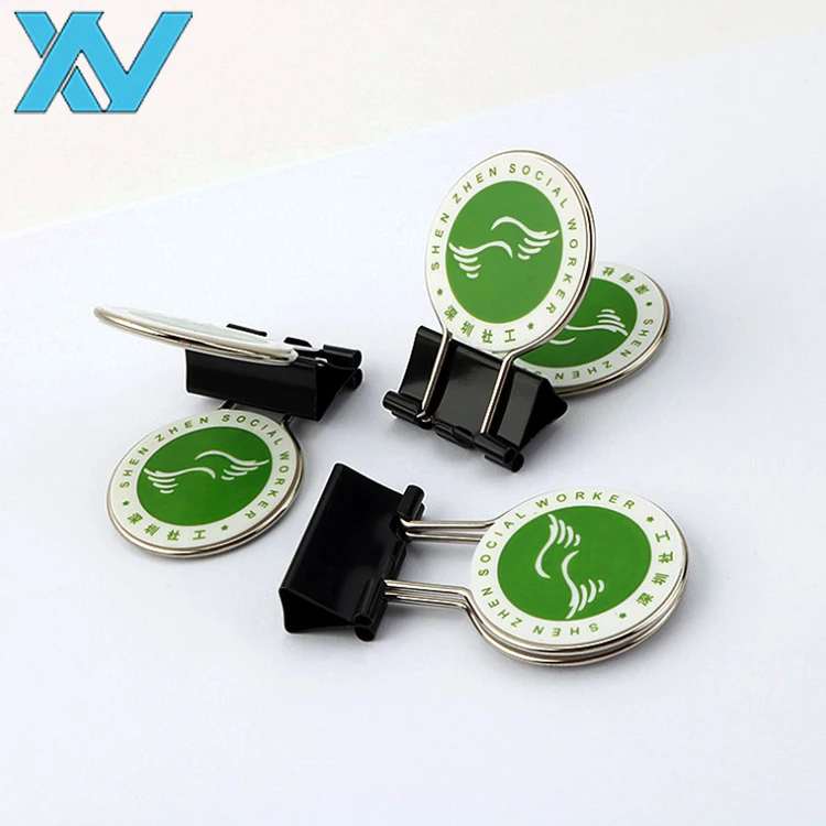 Advertising Round Plastic Panel Metal Clips 25mm ABS sheet binder clip with LOGO printing