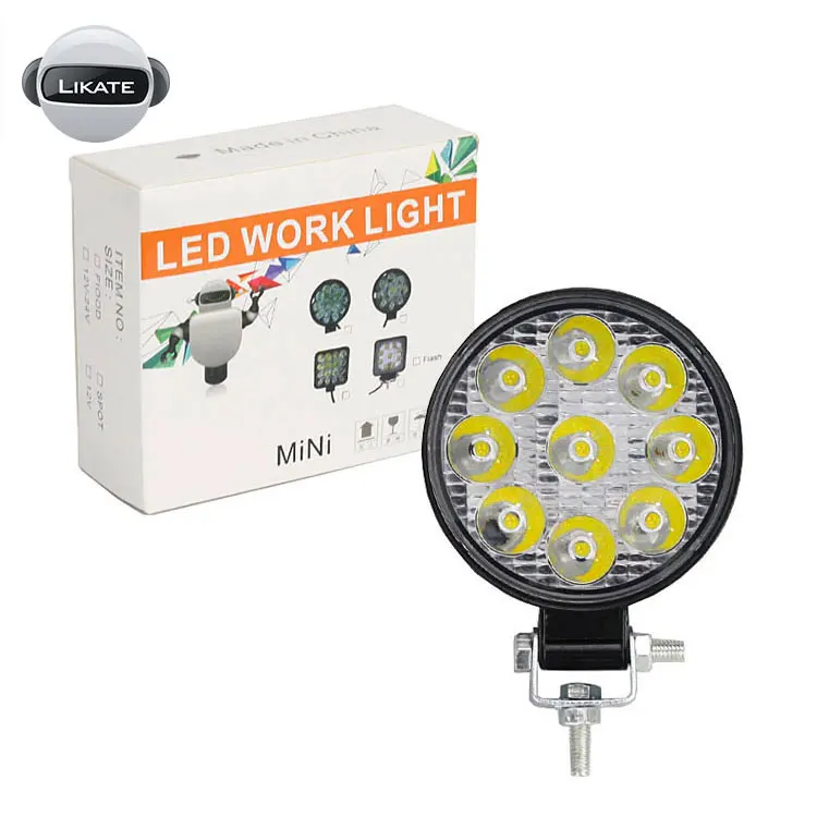 LKT 3 Inch Spot Flood Combo Led Driving Light, Truck 4X4 24 Volt Square Lamp Car 27W 12V Led round shape work light