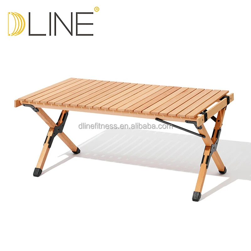 Outdoor portable picnic barbecue table camping egg roll table self-driving trip solid wood picnic folding table