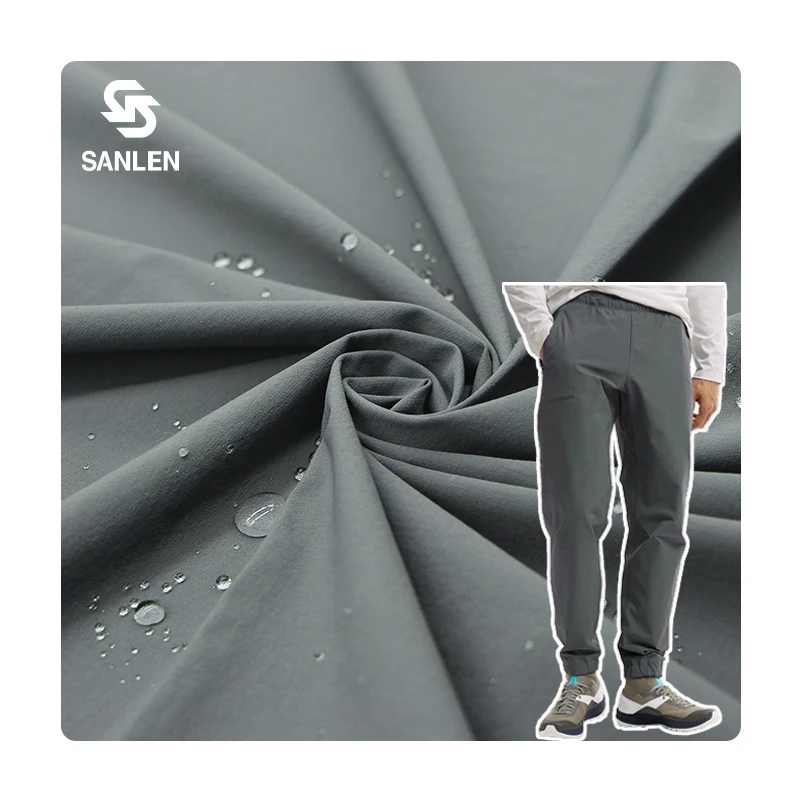 Water Proof Outdoor Jacket Woven 90% Nylon 10% Spandex Slacks 4 Way Stretch Fabric For Hiking Pants