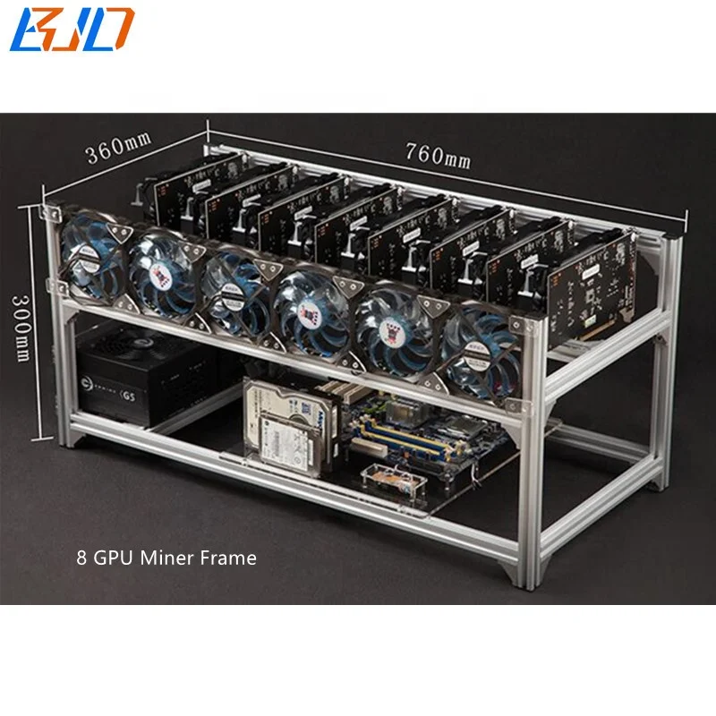 
19 16 14 12 6 8 GPU Open Air Graphics Card Mining Frame Rig Rack Aluminum Stackable in stock 