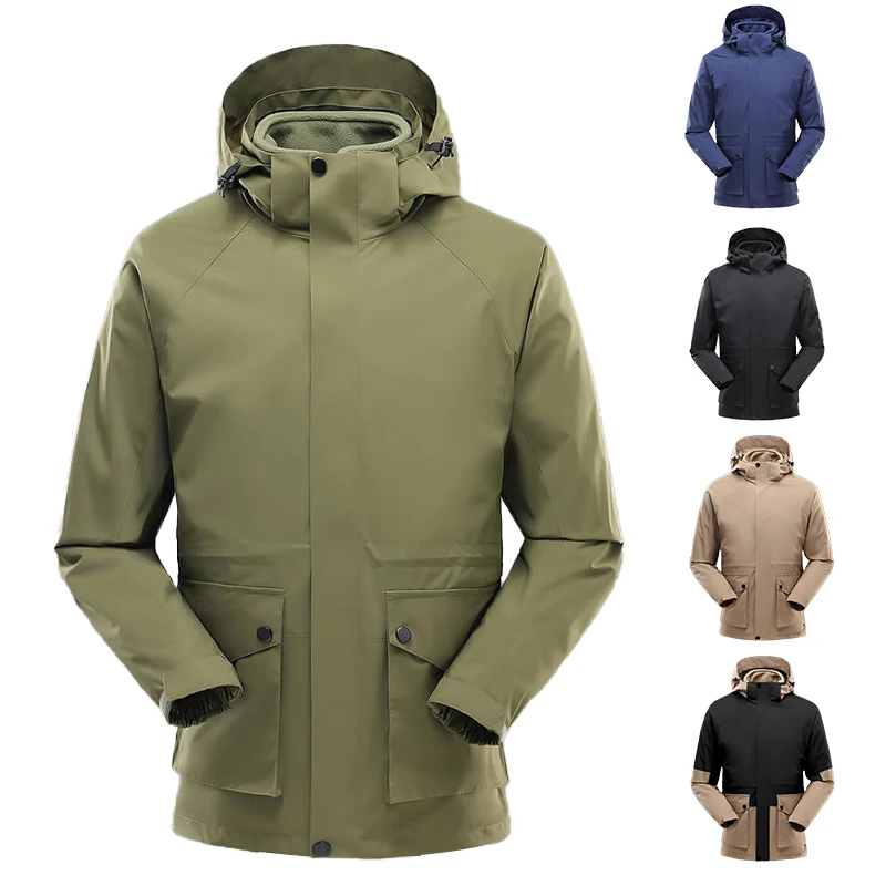 Custom Logo Outdoor Mountains Detachable Jacket Men Weatherproof Plain Coat Xl Multi Size Black Polar Fleece Jacket For Men