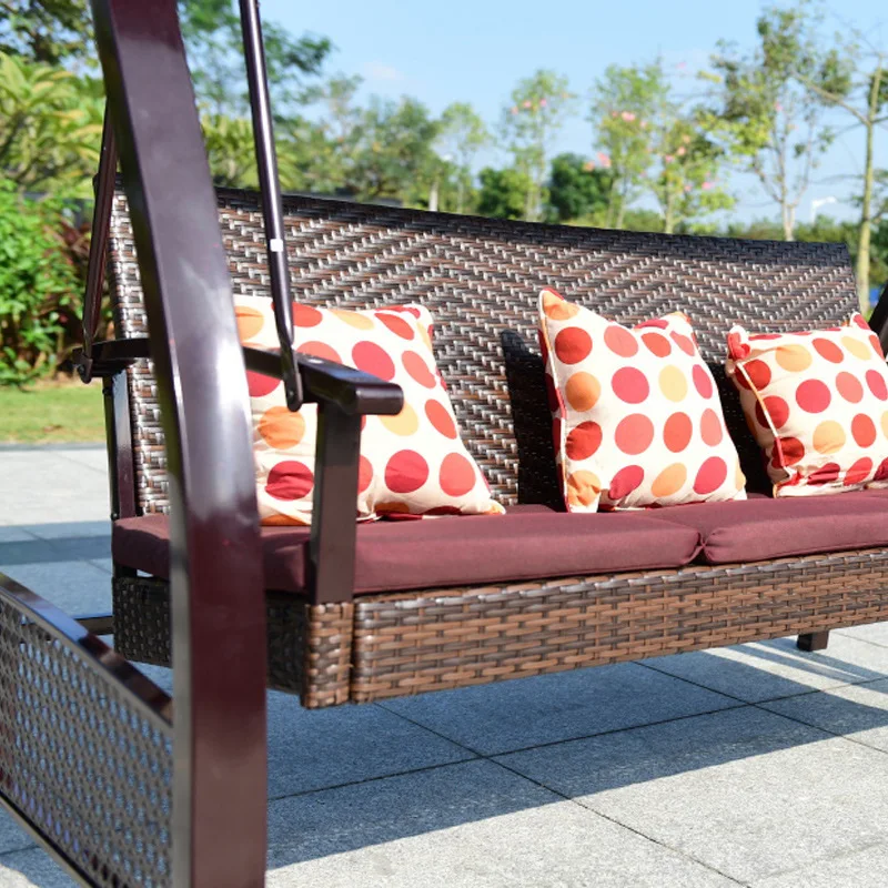 Outdoor wrought iron swing outdoor double rocking chair balcony courtyard three-person hammock garden leisure cane chair