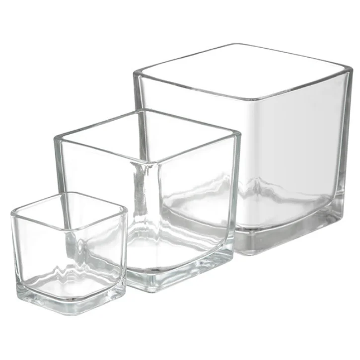 Multi-Size Cylinder Square Empty Clear Transparent Candle Jars For Candle DIY