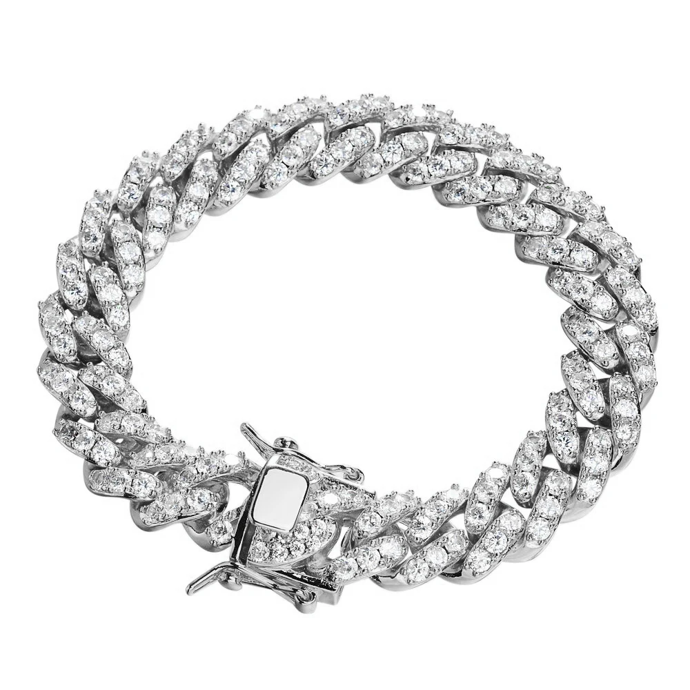  Bling большие мужские 925 серебряные серьги 18K позолоченный синтетический бриллиант Майами КУБИНСКИЙ звено цепи