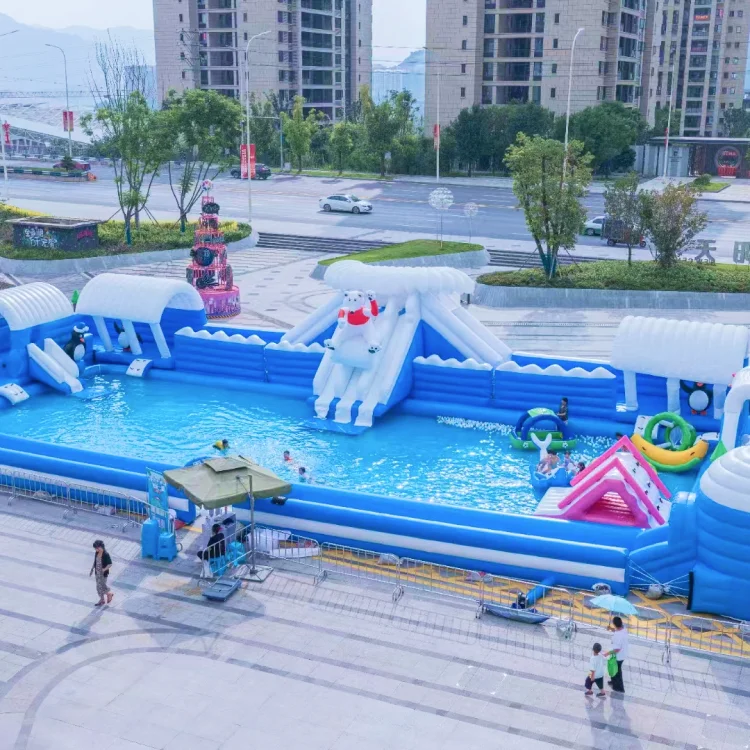 Commercial Ice and Snow World Inflatable Slide Pool Inflatable Water park Ice and Snow Theme Water Park for sale