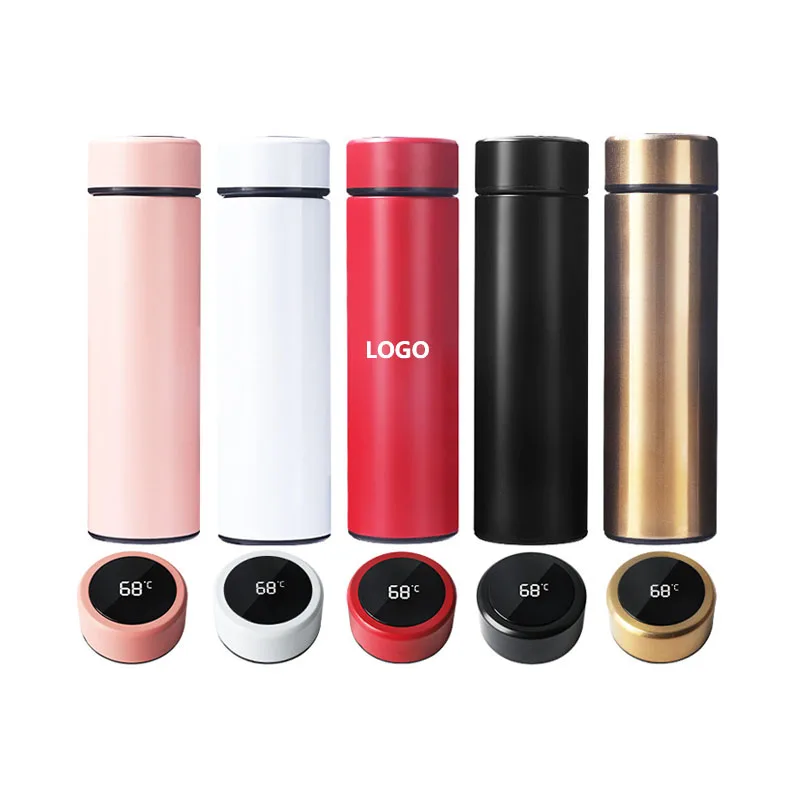 Intelligent Thermo Digital 500ml Stainless Steel  LED Smart Temperature Display Thermal Flask Cup Water Bottle With Tea Strainer