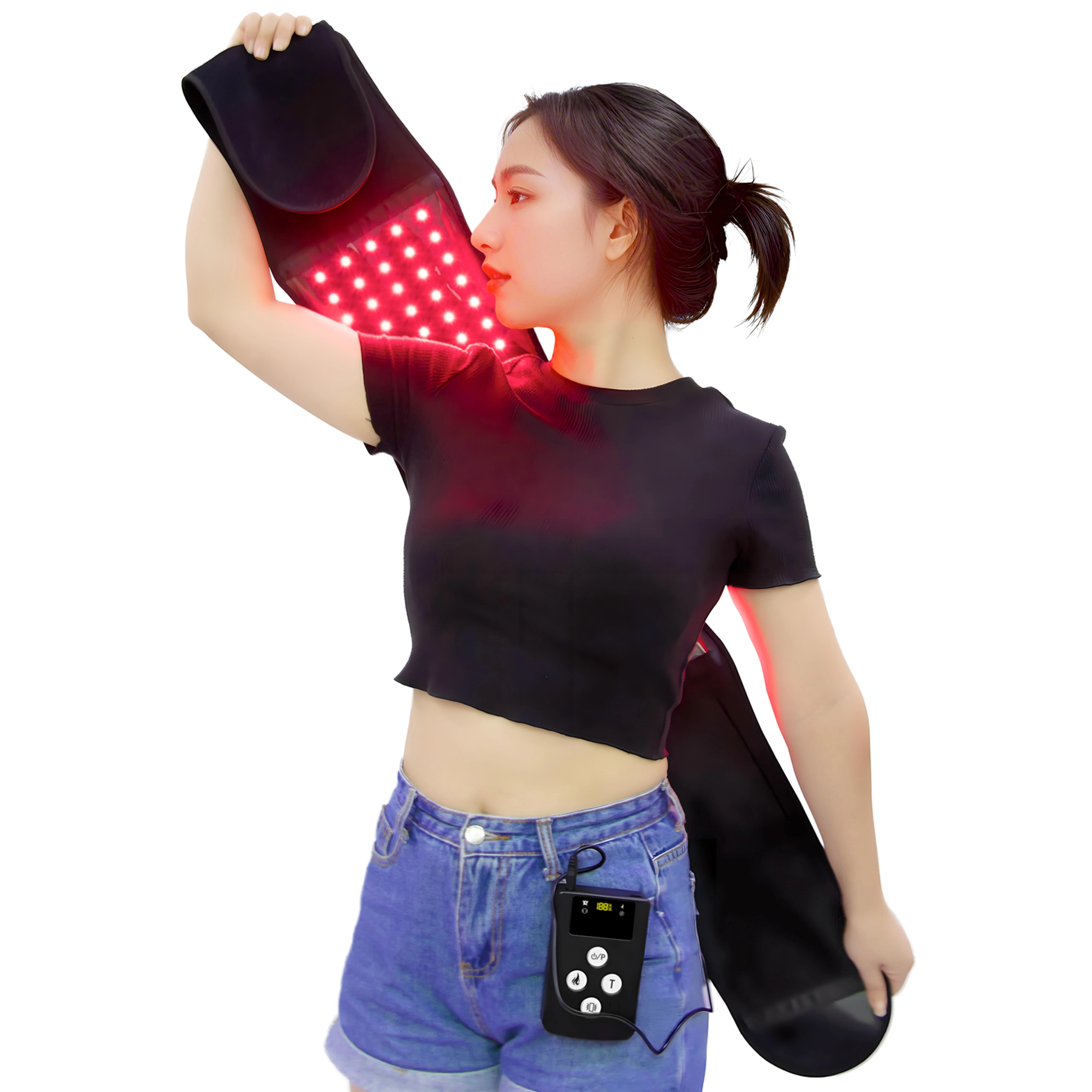 Sunsred Portable Power Bank Red Light Therapy Belt 660nm 850nm Red Therapy Wrap for Waist Body