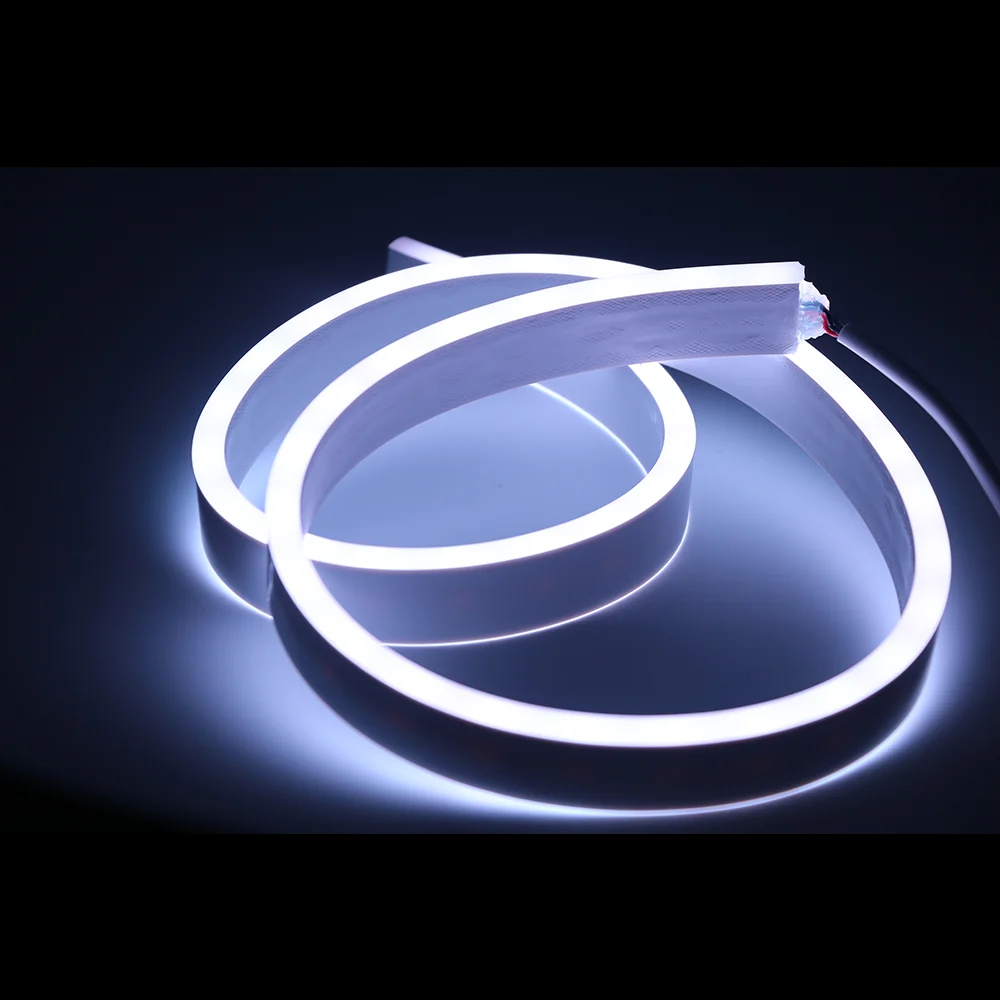 Dual Side Emitting 12v 24v IP65 2835 5050 RGB Custom Car Pool Decoration Flexible Pure Silicone 1cm cut 10mm Neon Strip LED