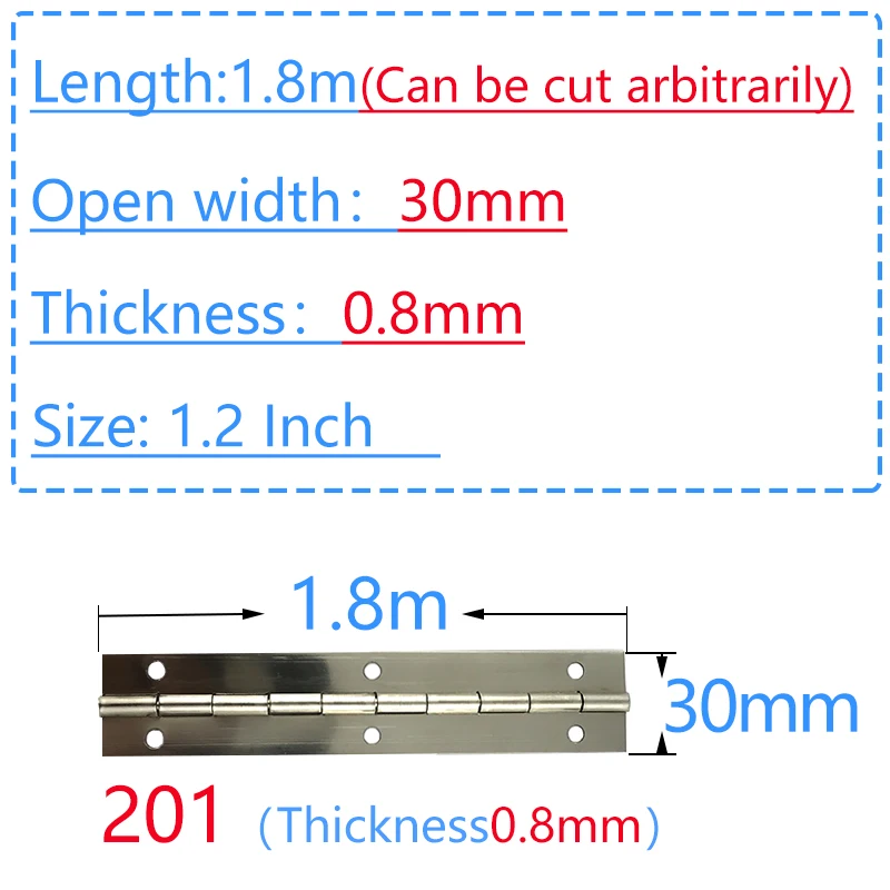 Cabinet Door Furniture Hardware Stainless Steel Long Continuous Piano Hinge