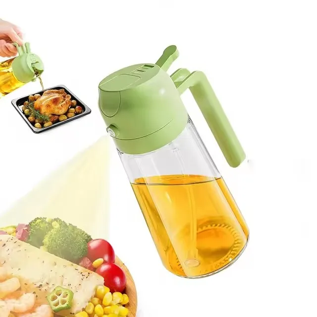 2 in1 Plastic Kitchen Barbecue Cooking Olive Oil Dispenser Oil Jar Baking Vinegar Soy Sauce Spray Container Oil Spray Bottle