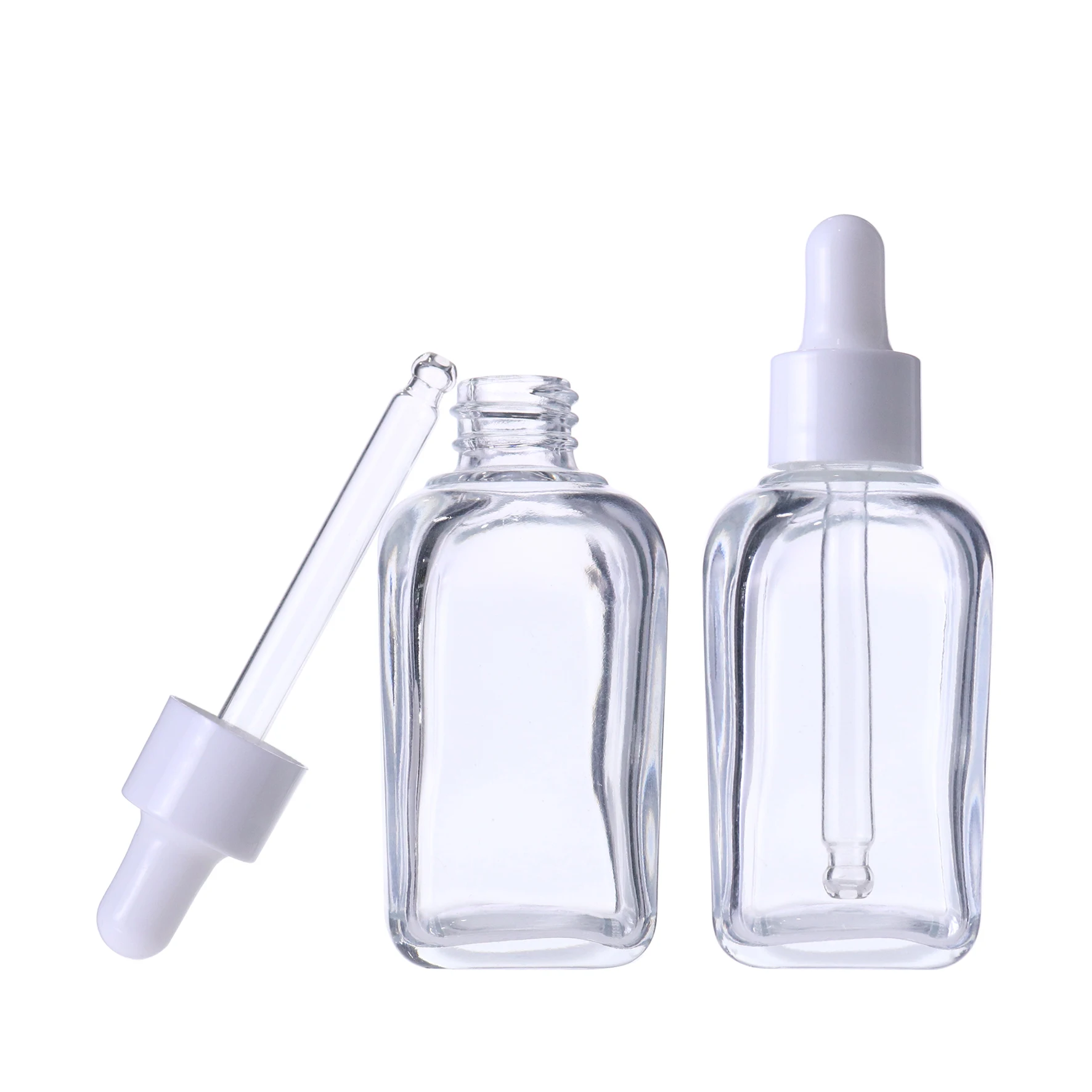 clear square hair oil packaging 100 ml bottle glass dropper bottle essential oil for body care
