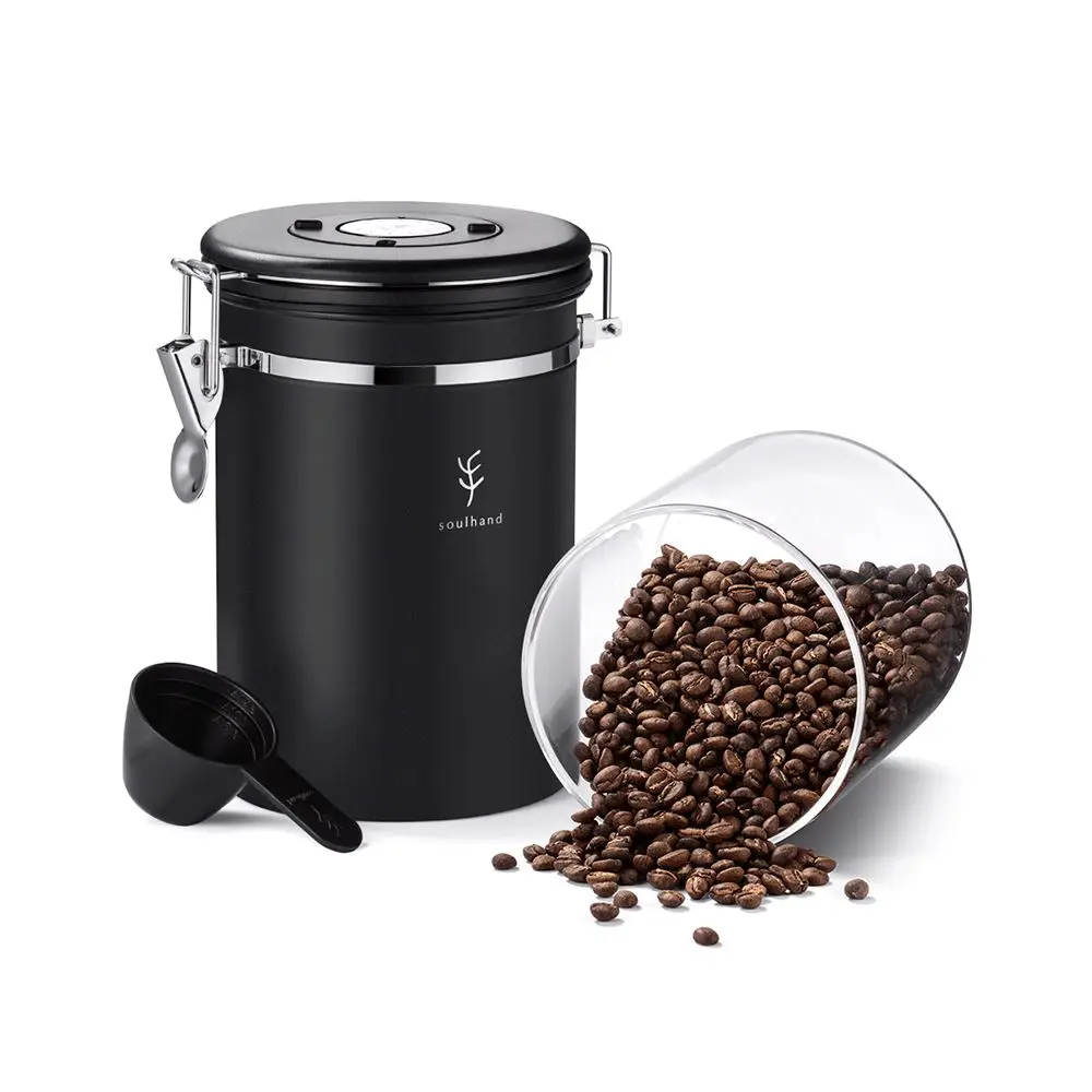 2022 New Classic Glass Inner Electric Auto Vacuum Stainless Steel Bail-Clasp Round Vacuum Coffee Canister For Home