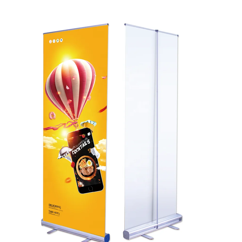 ECONOMIC PORTABLE ALUMINIUM RETRACTABLE ROLL UP BANNER DISPLAY STAND FOR EXHIBITION