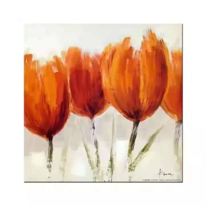 100% Hand-painted Flower Oil Canvas Painting Wall Arts for Living Room