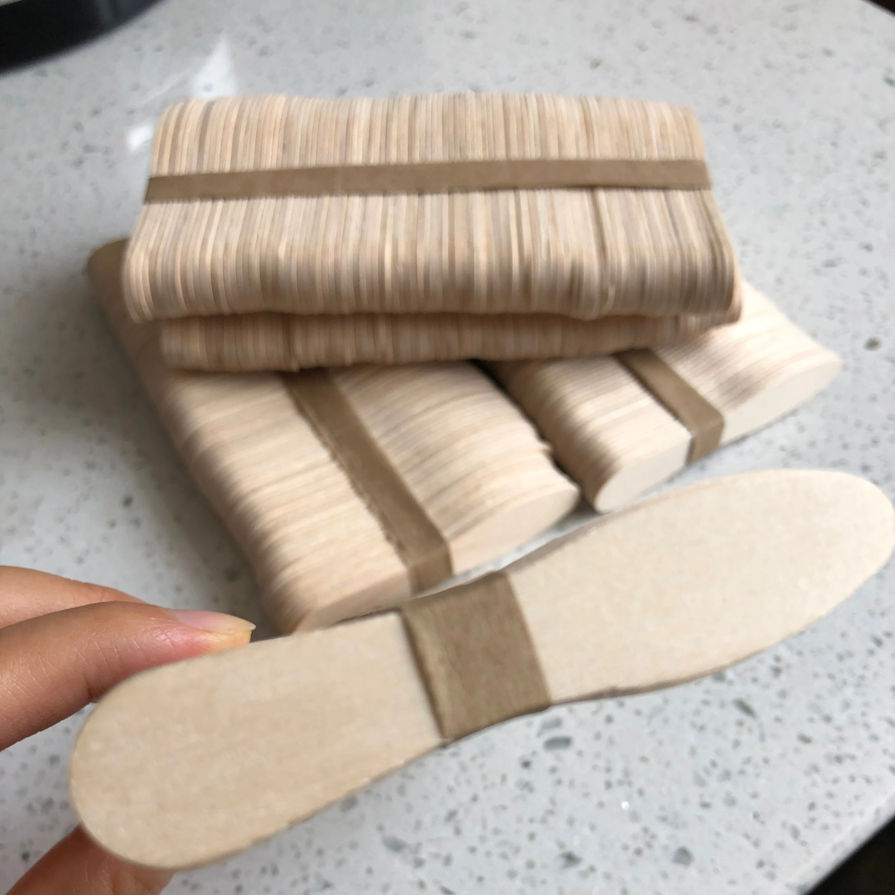 Birch wood ice cream spoon biodegradable Wooden Ice Cream Spoons with paper individual package