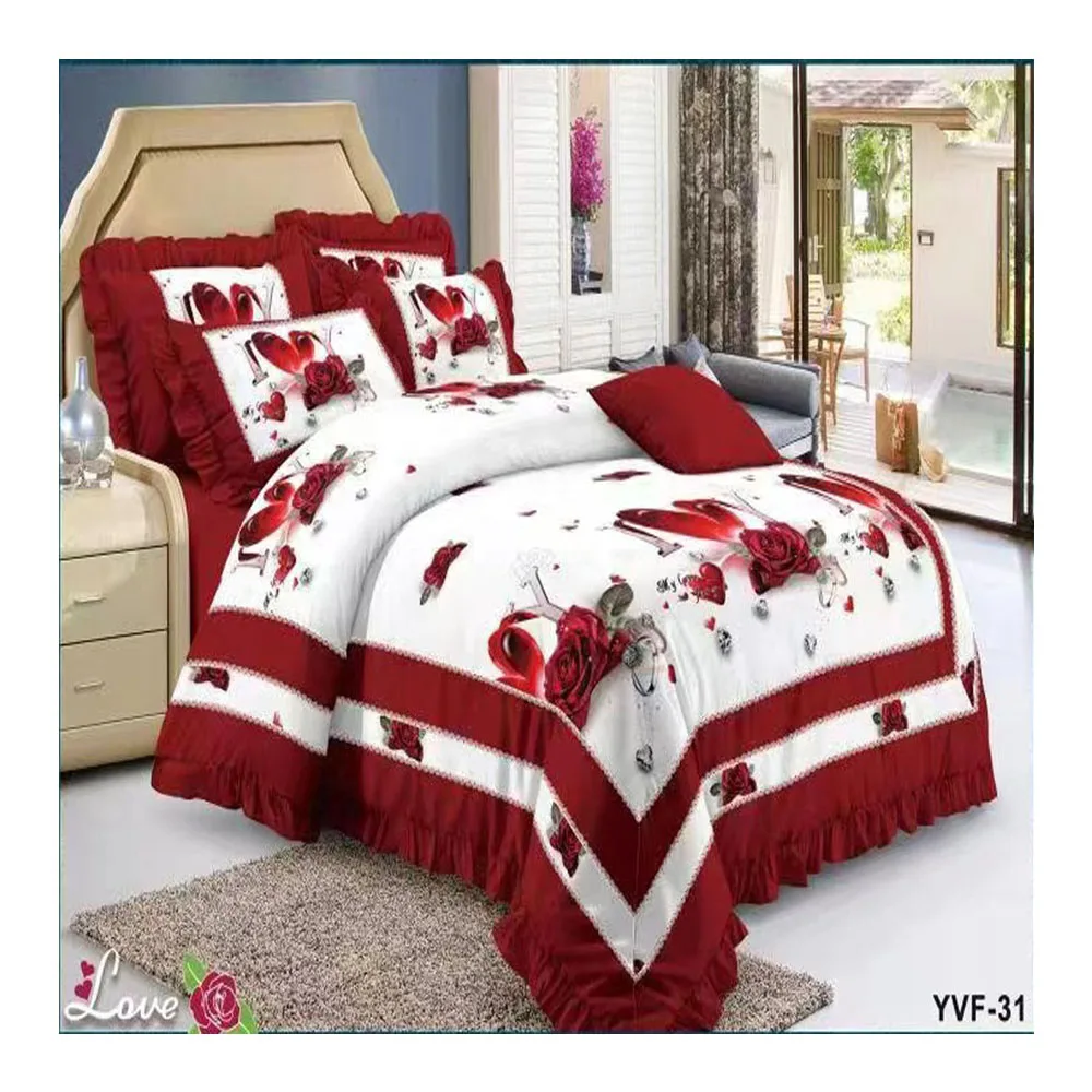 Cotton 6 pieces set lit 3 places Quilt cover Bed sheet drap de lit en coton duvet cover set bedding set with zipper