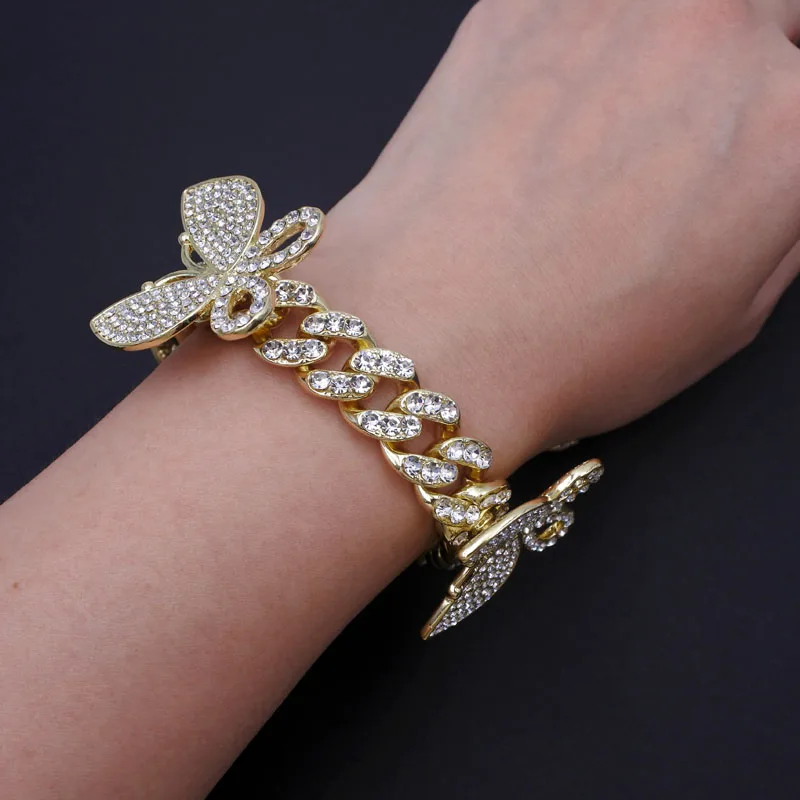  Rose Gold Rhinestone Crystal Beach Anklets for Women Foot Butterfly Ankle Bracelet Female Hip Hop