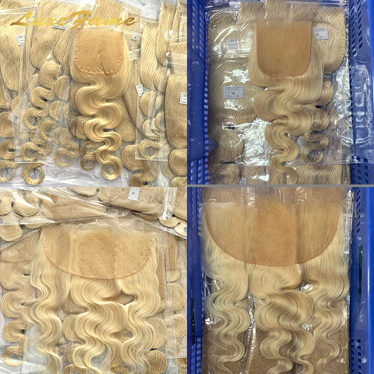 Luxefame прозрачные 5x5 613 натуральные волосы отбеливатель тела узлы фронтальная кружевная застежка Бразильская кудрявая