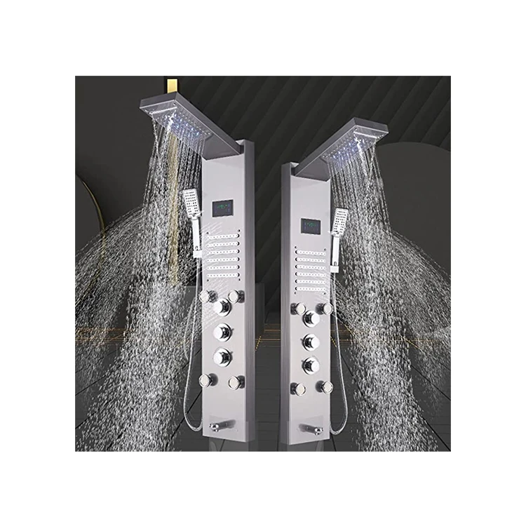 Professional manufacturer Wholesale Newly Luxury bathroom LED white shower panel with Temperature Screen