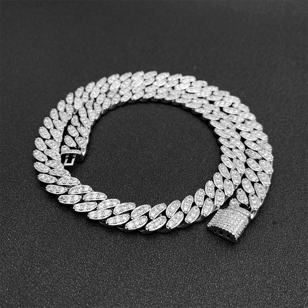 GRA Certificate VVS Moissanite Diamond 8MM Round Edged Hip Hop Iced Out Jewelry Cuban Link Chain Necklaces