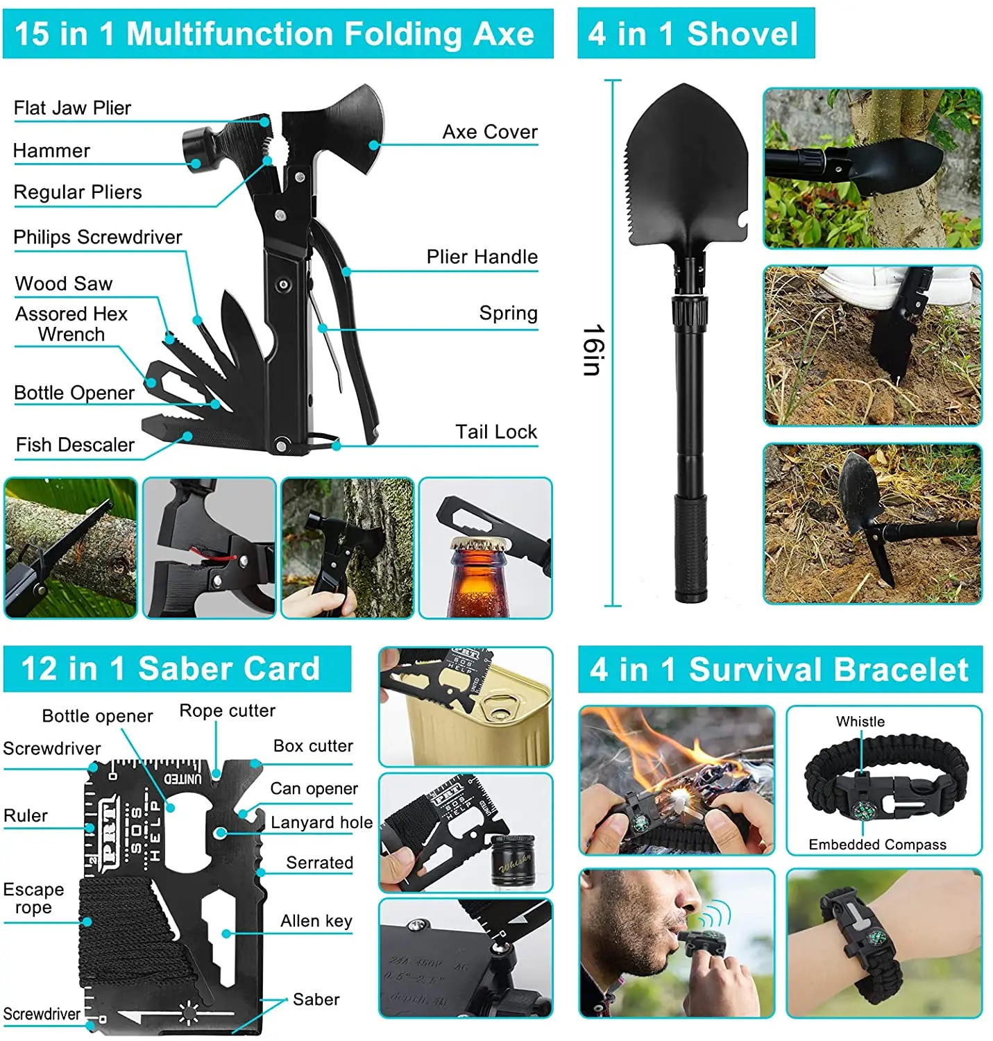 Kongbo Survival Gear Professional Kit and Large Camping Backpack,First Aid Kit for Adventure Outdoor Hiking Accessories