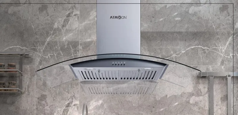 220V CE Certified Stainless Steel Island Design Range Hood Kitchen