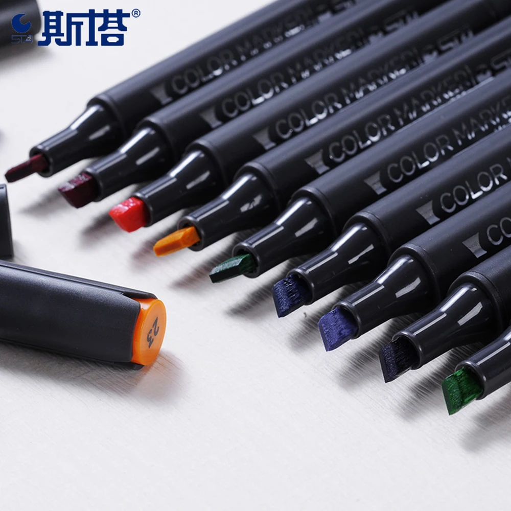128 Colors Manga Chisel Brush Point Dual Tips Art Twin Markers Pen Double Ended Alcohol Art Sketch Drawing Marker Pen