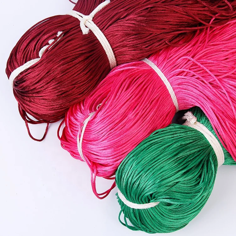 Wholesale 3mm multi colored glossy satin silk rattail cord for jewelry making